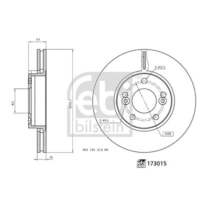 2x Febi Brake Disc 173015