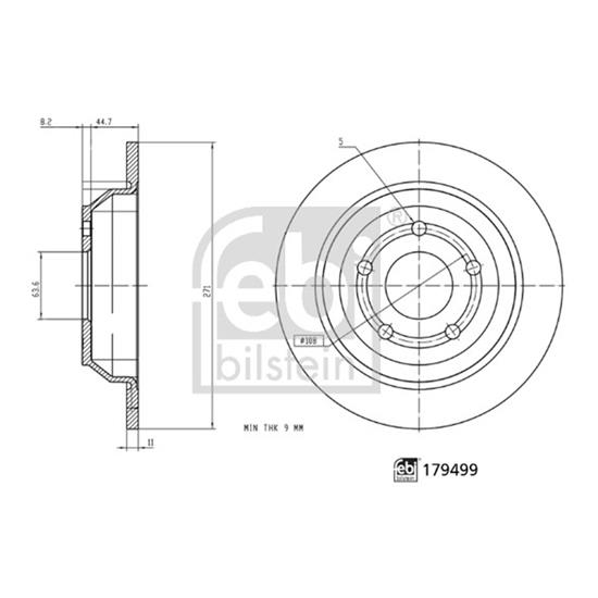 2x Febi Brake Disc 179499