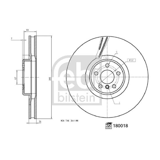 2x Febi Brake Disc 180018