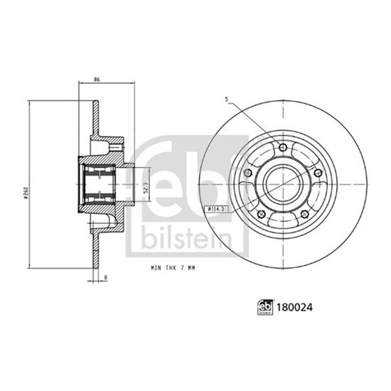 2x Febi Brake Disc 180024