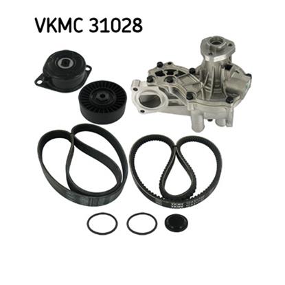 SKF Water Pump And Poly V Ribbed Belt Kit VKMC 31028