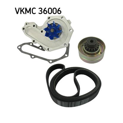 SKF Water Pump And Poly V Ribbed Belt Kit VKMC 36006