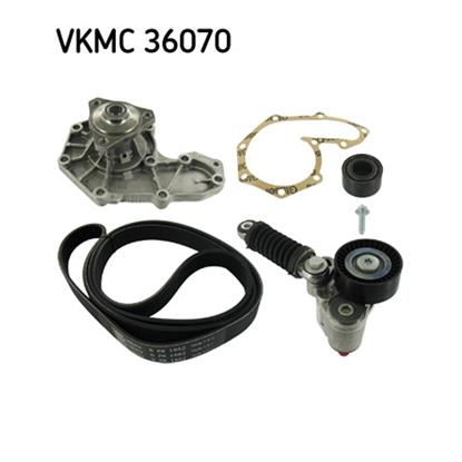 SKF Water Pump And Poly V Ribbed Belt Kit VKMC 36070