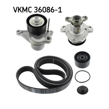 SKF Water Pump And Poly V Ribbed Belt Kit VKMC 36086-1