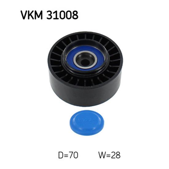 SKF Poly V Ribbed Belt Deflection Guide Pulley VKM 31008