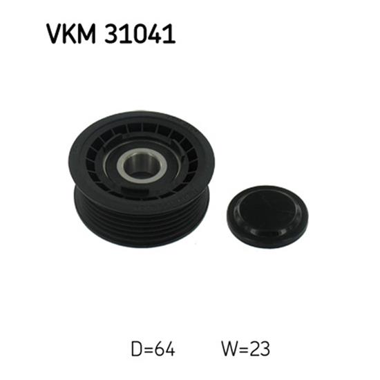 SKF Poly V Ribbed Belt Deflection Guide Pulley VKM 31041