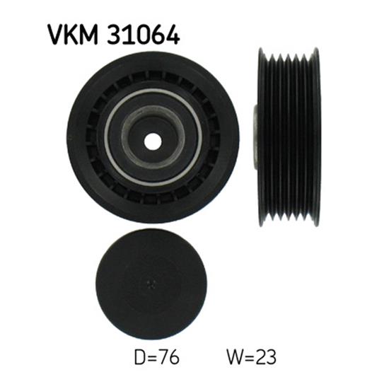 SKF Poly V Ribbed Belt Tensioner Pulley VKM 31064