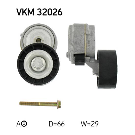 SKF Poly V Ribbed Belt Tensioner Pulley VKM 32026