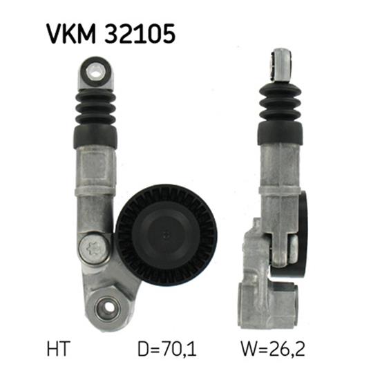 SKF Poly V Ribbed Belt Tensioner Pulley VKM 32105