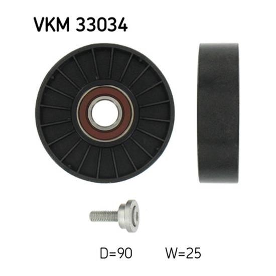 SKF Poly V Ribbed Belt Deflection Guide Pulley VKM 33034