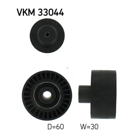 SKF Poly V Ribbed Belt Deflection Guide Pulley VKM 33044