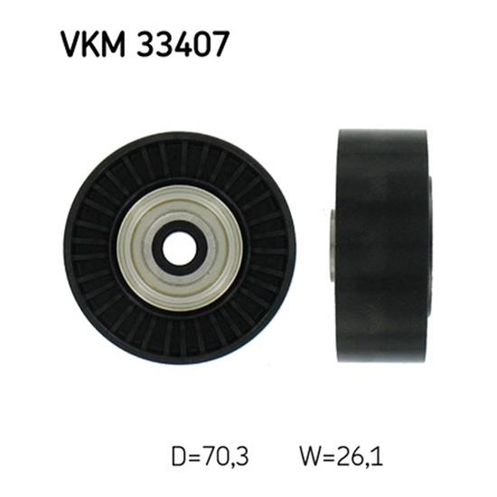 SKF Poly V Ribbed Belt Deflection Guide Pulley VKM 33407