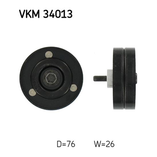 SKF Poly V Ribbed Belt Deflection Guide Pulley VKM 34013