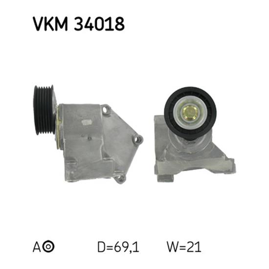 SKF Poly V Ribbed Belt Tensioner Pulley VKM 34018