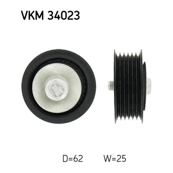 SKF Poly V Ribbed Belt Deflection Guide Pulley VKM 34023