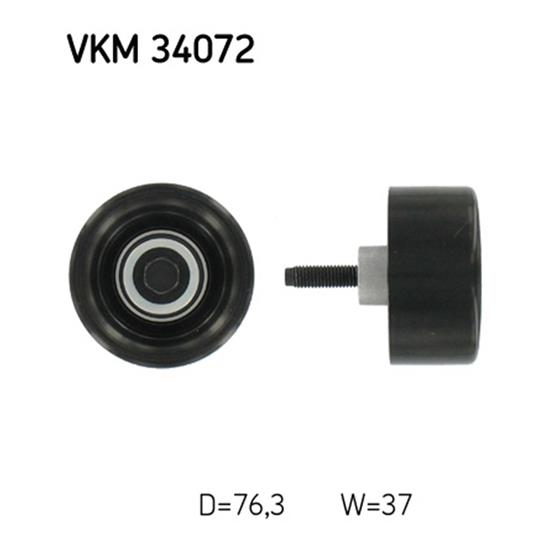 SKF Poly V Ribbed Belt Deflection Guide Pulley VKM 34072