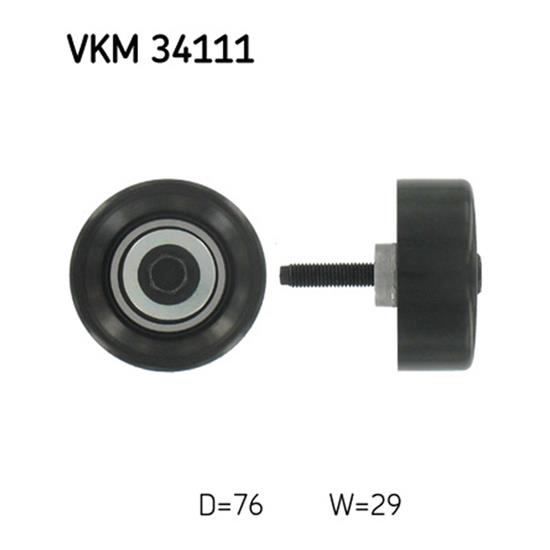 SKF Poly V Ribbed Belt Deflection Guide Pulley VKM 34111