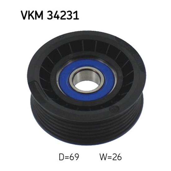 SKF Poly V Ribbed Belt Deflection Guide Pulley VKM 34231