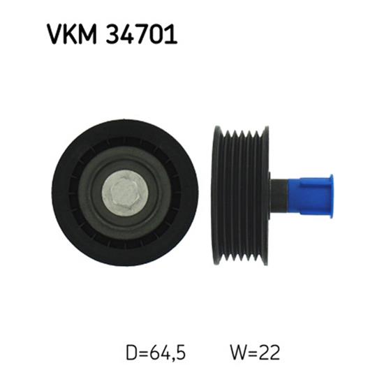 SKF Poly V Ribbed Belt Deflection Guide Pulley VKM 34701