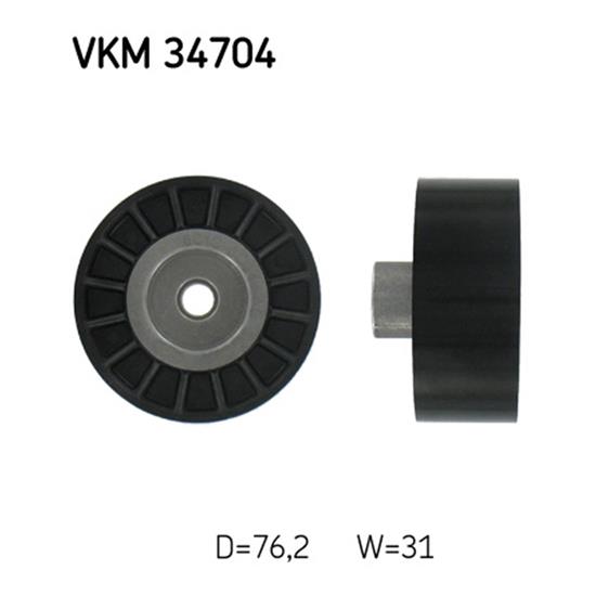 SKF Poly V Ribbed Belt Deflection Guide Pulley VKM 34704