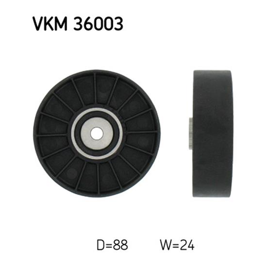 SKF Poly V Ribbed Belt Deflection Guide Pulley VKM 36003