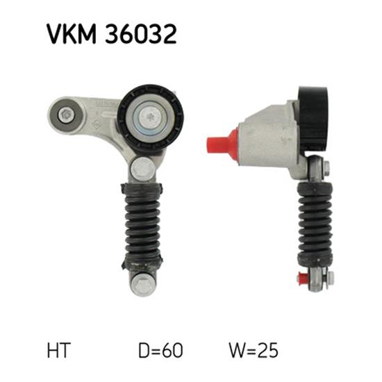 SKF Poly V Ribbed Belt Tensioner Pulley VKM 36032