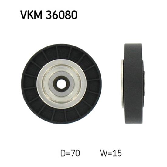 SKF Poly V Ribbed Belt Deflection Guide Pulley VKM 36080