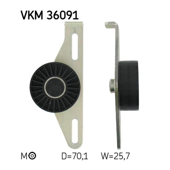 SKF Poly V Ribbed Belt Tensioner Pulley VKM 36091