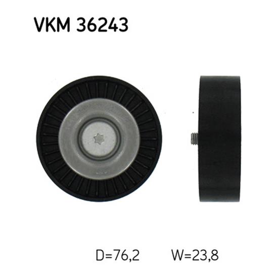 SKF Poly V Ribbed Belt Deflection Guide Pulley VKM 36243