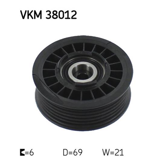 SKF Poly V Ribbed Belt Deflection Guide Pulley VKM 38012