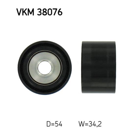 SKF Poly V Ribbed Belt Deflection Guide Pulley VKM 38076