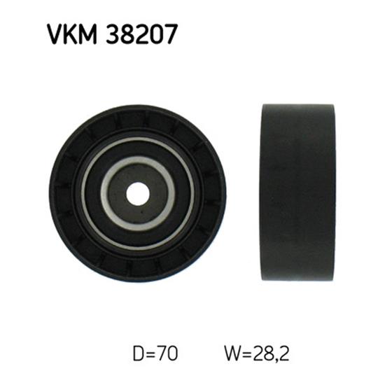 SKF Poly V Ribbed Belt Deflection Guide Pulley VKM 38207