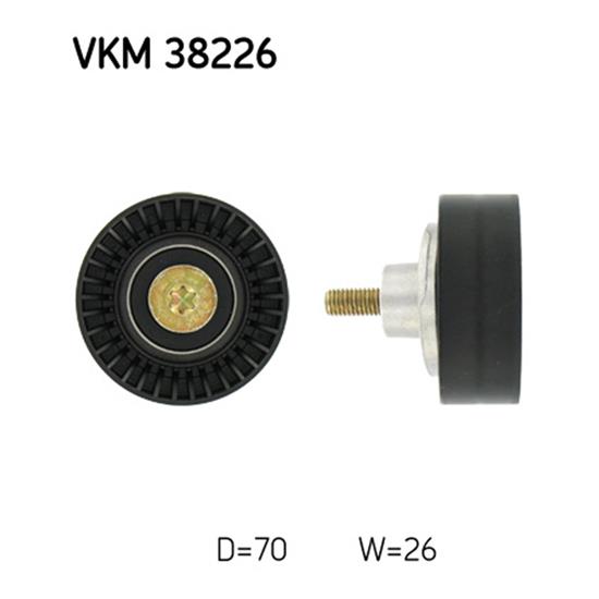 SKF Poly V Ribbed Belt Deflection Guide Pulley VKM 38226