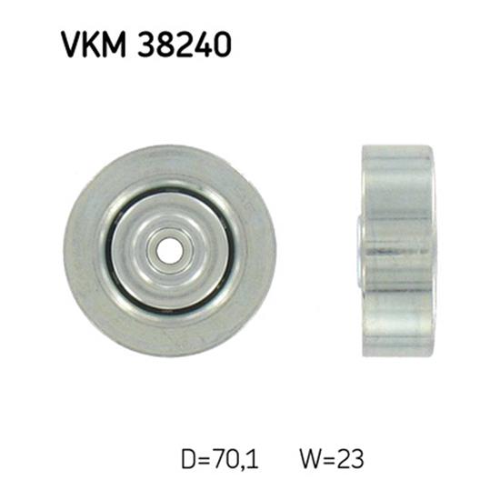 SKF Poly V Ribbed Belt Deflection Guide Pulley VKM 38240