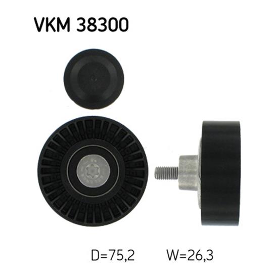 SKF Poly V Ribbed Belt Deflection Guide Pulley VKM 38300