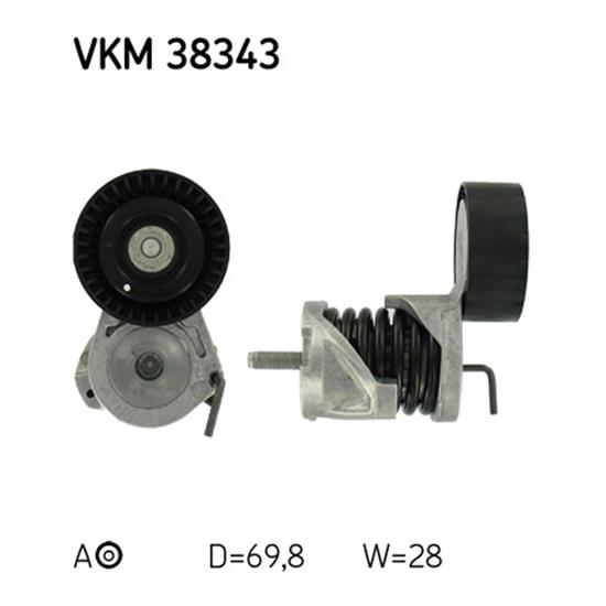 SKF Poly V Ribbed Belt Tensioner Pulley VKM 38343