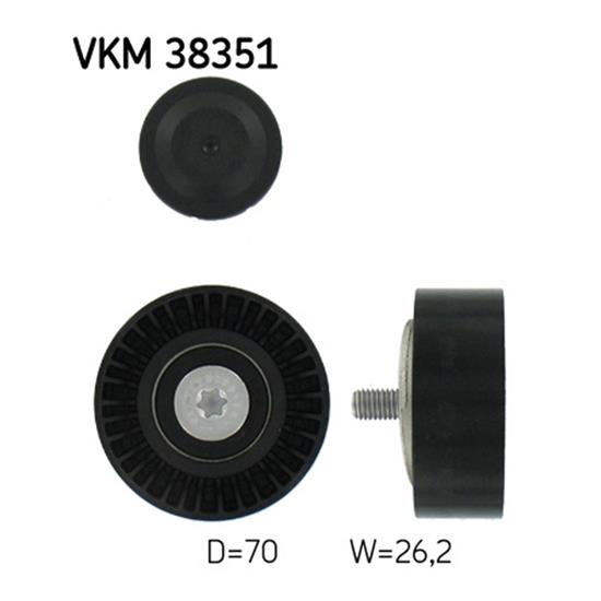 SKF Poly V Ribbed Belt Deflection Guide Pulley VKM 38351