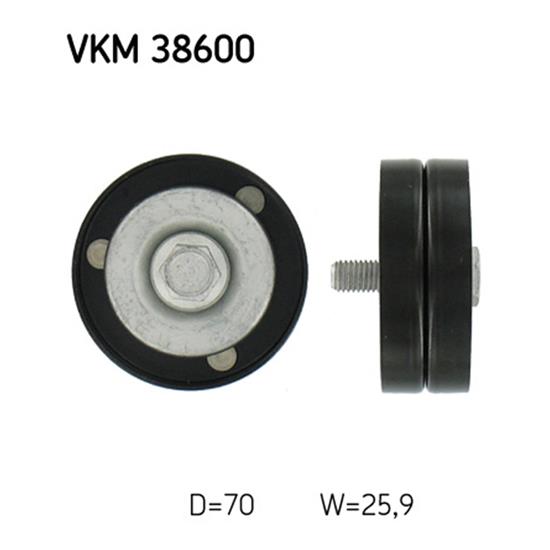 SKF Poly V Ribbed Belt Deflection Guide Pulley VKM 38600