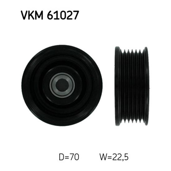 SKF Poly V Ribbed Belt Deflection Guide Pulley VKM 61027