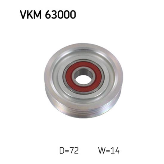 SKF Poly V Ribbed Belt Deflection Guide Pulley VKM 63000