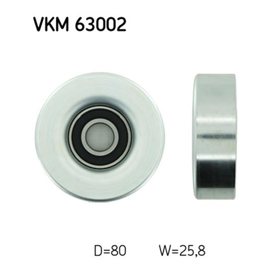 SKF Poly V Ribbed Belt Deflection Guide Pulley VKM 63002