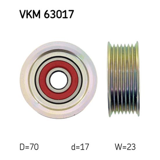 SKF Poly V Ribbed Belt Deflection Guide Pulley VKM 63017