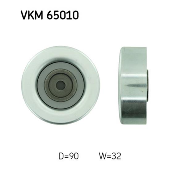 SKF Poly V Ribbed Belt Deflection Guide Pulley VKM 65010