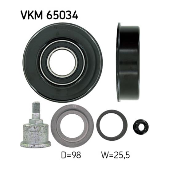 SKF Poly V Ribbed Belt Deflection Guide Pulley VKM 65034