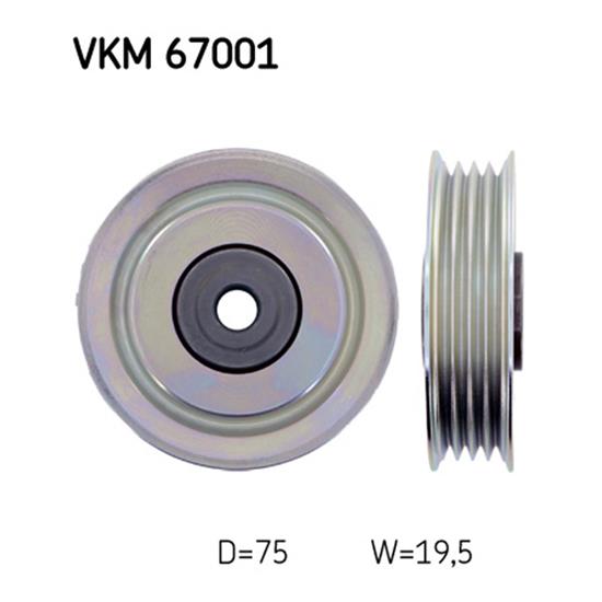 SKF Poly V Ribbed Belt Deflection Guide Pulley VKM 67001