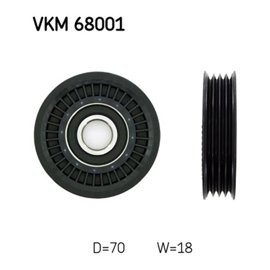 SKF Poly V Ribbed Belt Deflection Guide Pulley VKM 68001