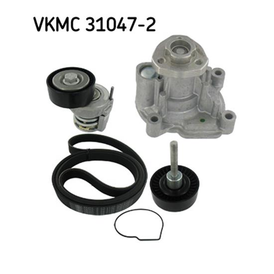 SKF Water Pump And Poly V Ribbed Belt Kit VKMC 31047-2