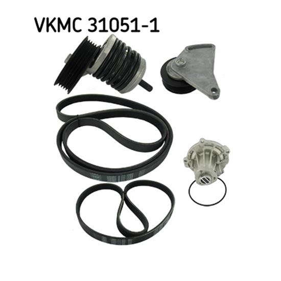 SKF Water Pump And Poly V Ribbed Belt Kit VKMC 31051-1