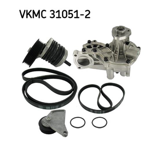 SKF Water Pump And Poly V Ribbed Belt Kit VKMC 31051-2