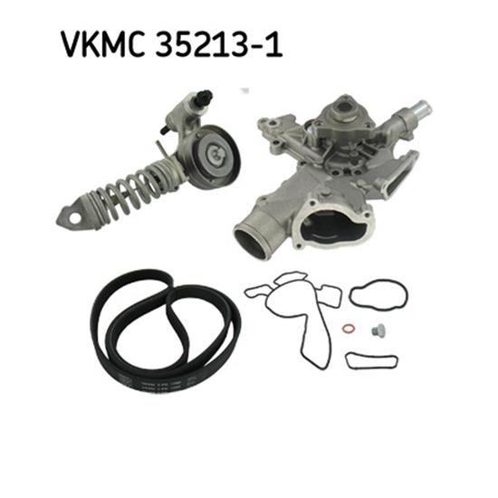 SKF Water Pump And Poly V Ribbed Belt Kit VKMC 35213-1